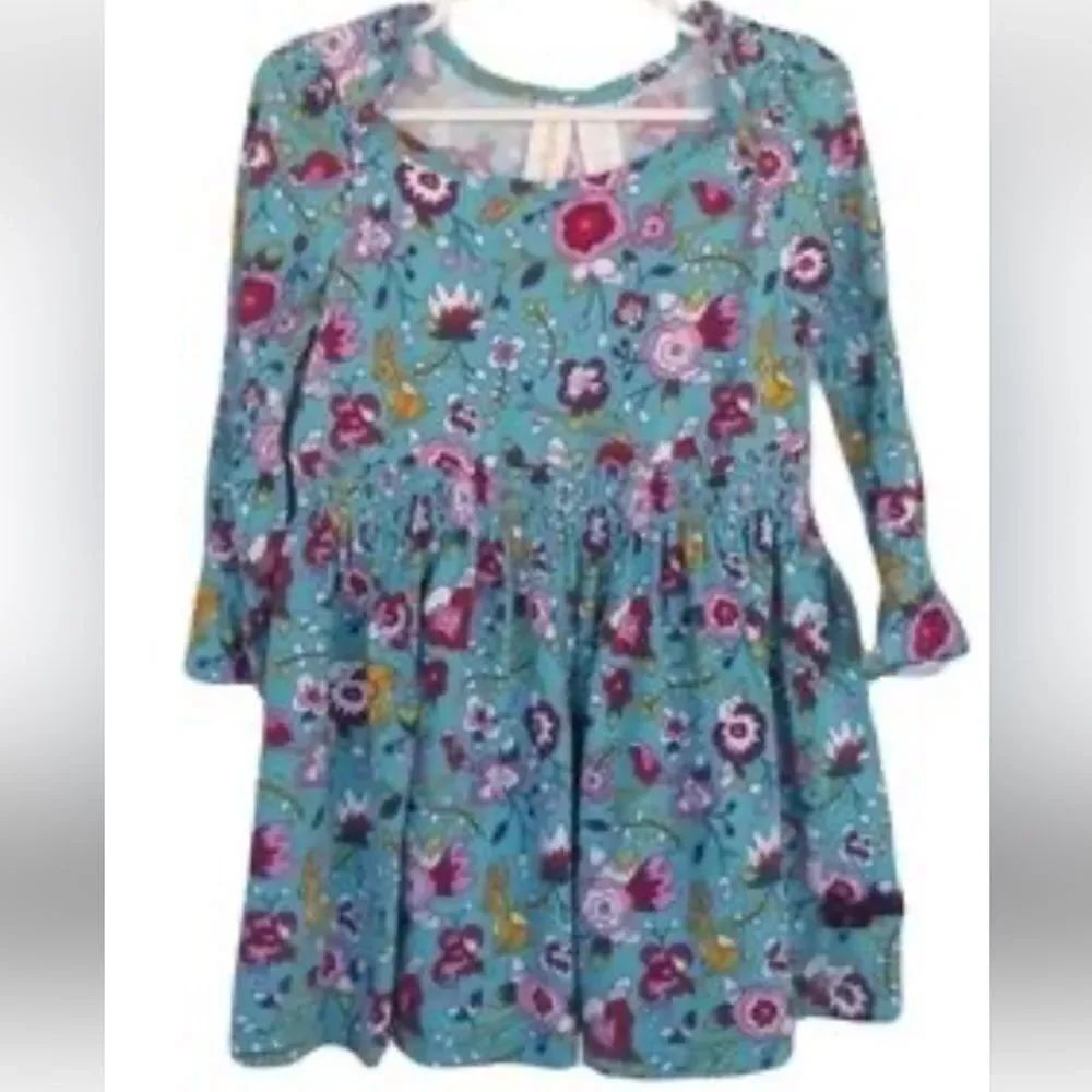 Matilda Jane Paint by Numbers floral and rabbit print knit dress with smocking